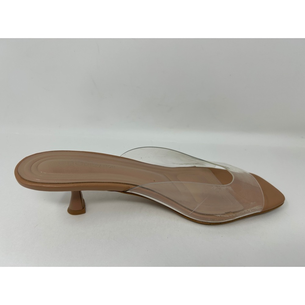 BCBGeneration Inika-2 Tan Clear PVC Square Toe Kitten Heel Slide Sandals Sz 9.5 - Picture 4 of 9